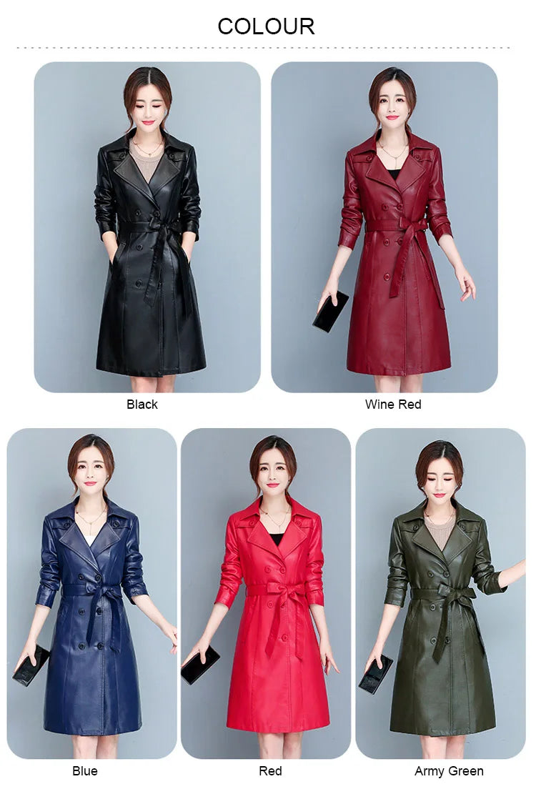 M-7XL Woman Sheepskin OverCoat Spring Autumn Winter 2026 Fashion Fur Collar Warm Thick Slim Long Sheep Leather Coat Female