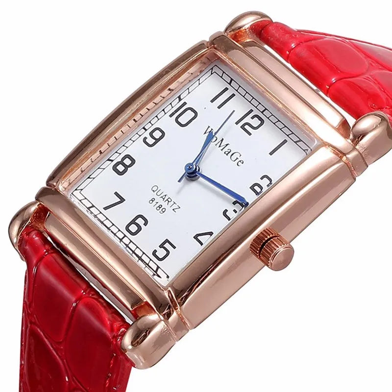 New Watches for Women Square Rose Gold Wrist Watches Fashion Leather Brand Watches Ladies Quartz Watch Clock Montre Femme