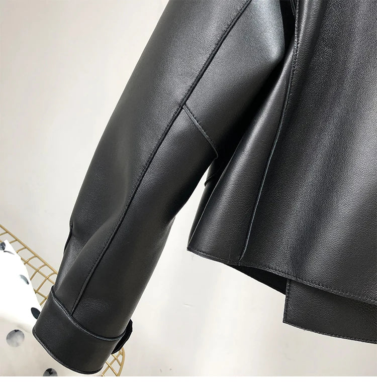 OFTBUY 2022 Genuine Leather Jacket Women Real Sheepshin Leather Coat Spring Autumn New Fashion Real Leather Jacket Loose Casual