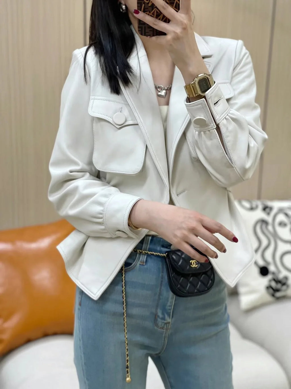 Ropa De Mujer White Jackets For Women Female Blazer Coat Ladies Fashion Loose Style Big Pocket Slim Waist Pink Khaki Short Veste