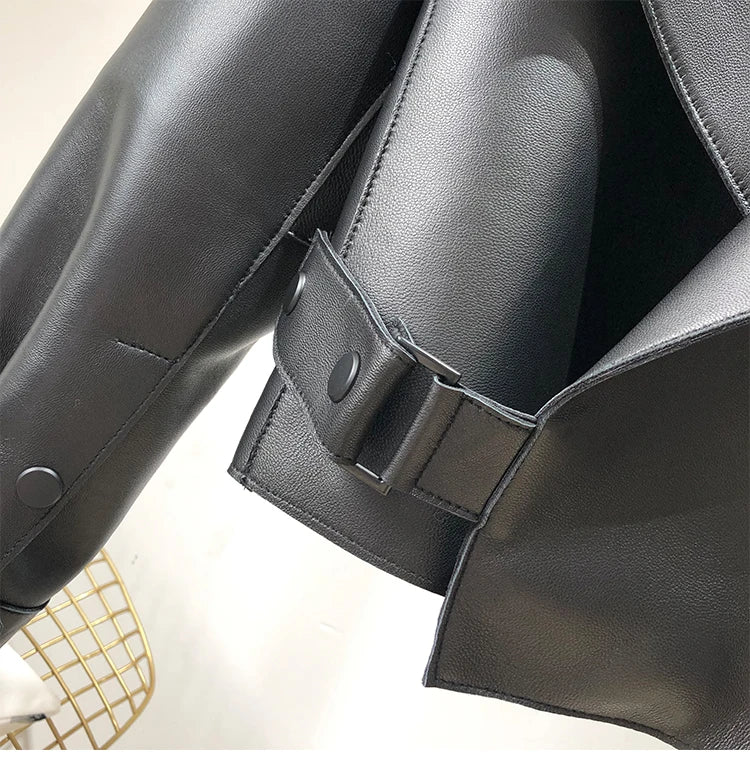 OFTBUY 2022 Genuine Leather Jacket Women Real Sheepshin Leather Coat Spring Autumn New Fashion Real Leather Jacket Loose Casual