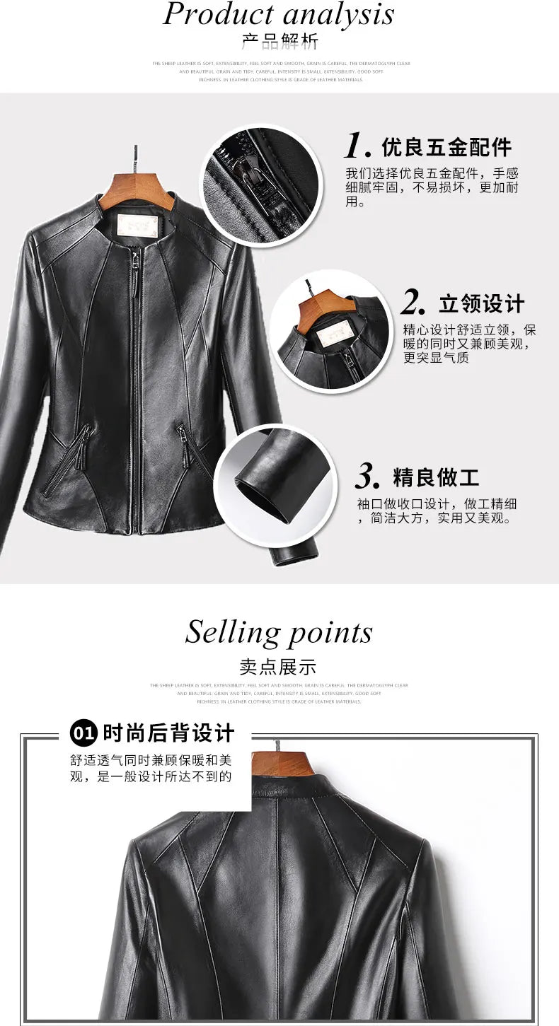 Tajiyane Real Leather Jacket Women Genuine Sheepskin Coats Spring Black Coat Womens 100% Sheep Skin Jacket Veste Femme TN1922