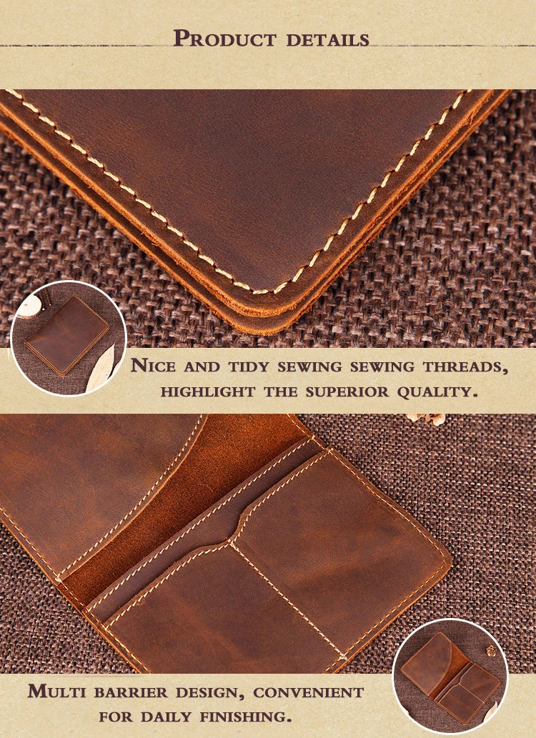 Unisex Genuine Leather Passport wallet Women Vintage Cow Leather Passport cover Wallet Men Credit Card Holder Travel Wallet