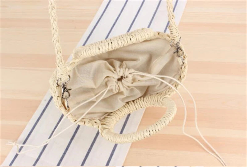 Yogodlns Handmade Half-Round Rattan Woven Straw Bag Summer Women Messenger Crossbody Bags Girls Small Beach Handbag New