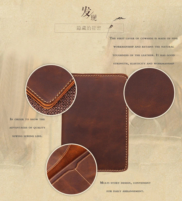 Unisex Genuine Leather Passport wallet Women Vintage Cow Leather Passport cover Wallet Men Credit Card Holder Travel Wallet