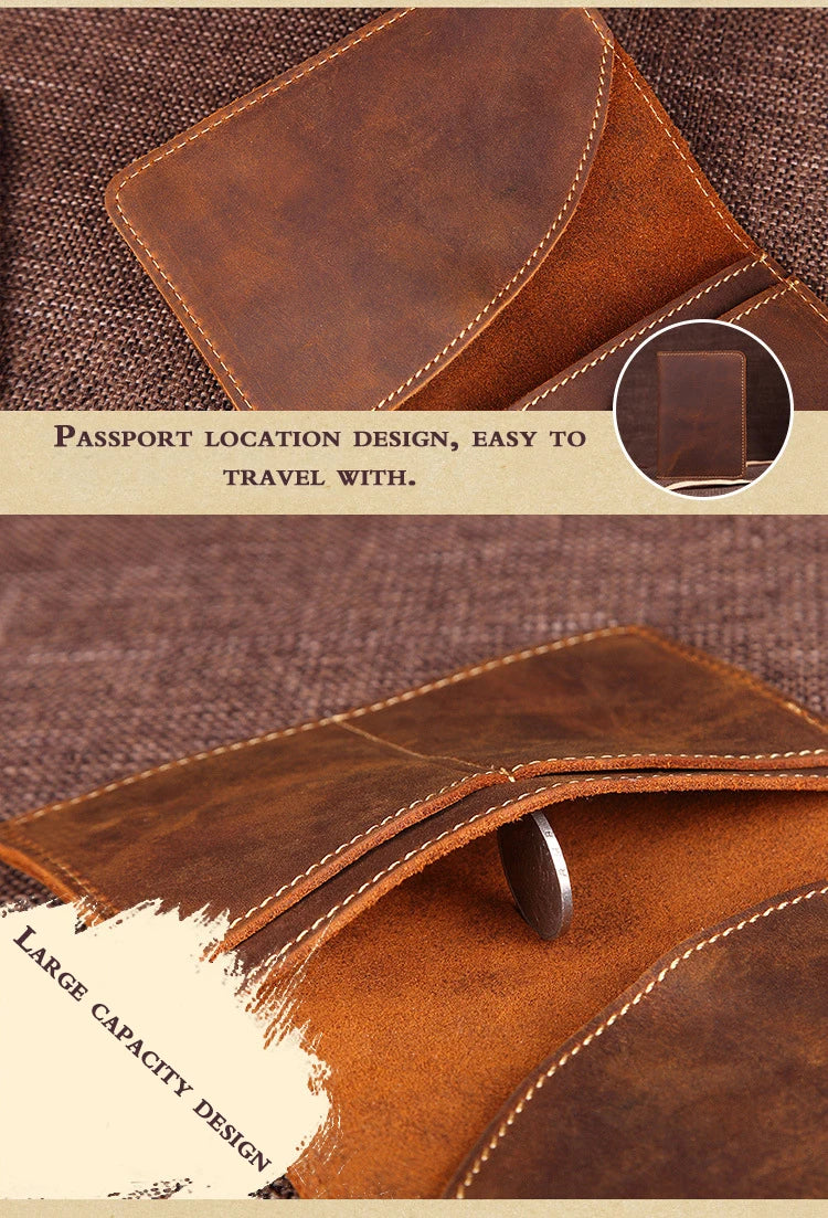 Unisex Genuine Leather Passport wallet Women Vintage Cow Leather Passport cover Wallet Men Credit Card Holder Travel Wallet