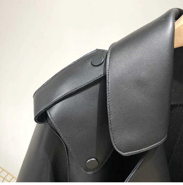 OFTBUY 2022 Genuine Leather Jacket Women Real Sheepshin Leather Coat Spring Autumn New Fashion Real Leather Jacket Loose Casual