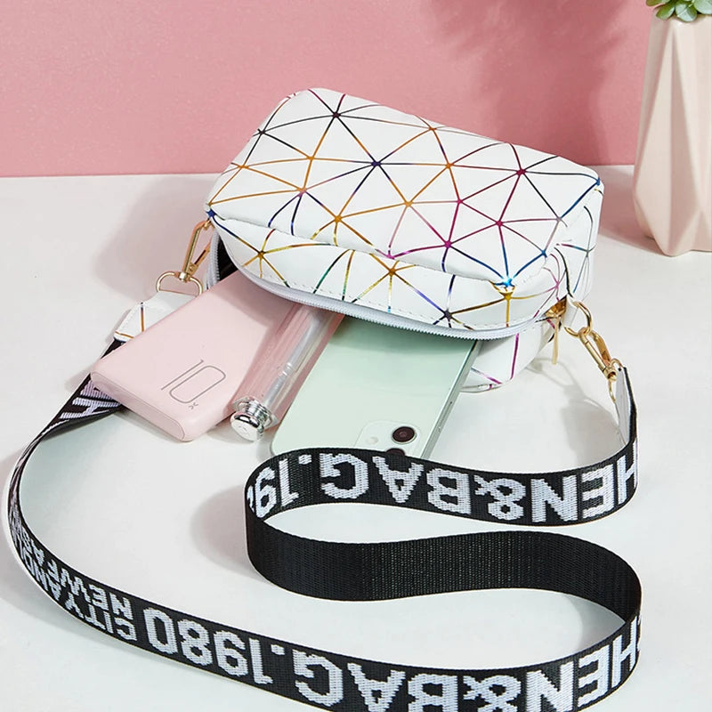 Yogodlns Fashion Laser Shoulder Messenger Bag Female Small Square Bag PU Leather Crossbody Bag Trendy New Satchel Bag Bolsa