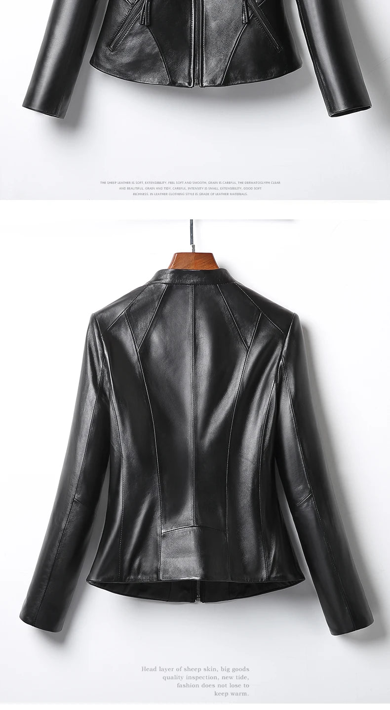 Tajiyane Real Leather Jacket Women Genuine Sheepskin Coats Spring Black Coat Womens 100% Sheep Skin Jacket Veste Femme TN1922