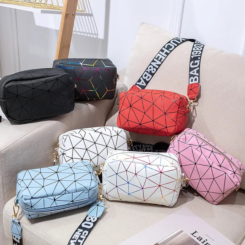 Yogodlns Fashion Laser Shoulder Messenger Bag Female Small Square Bag PU Leather Crossbody Bag Trendy New Satchel Bag Bolsa