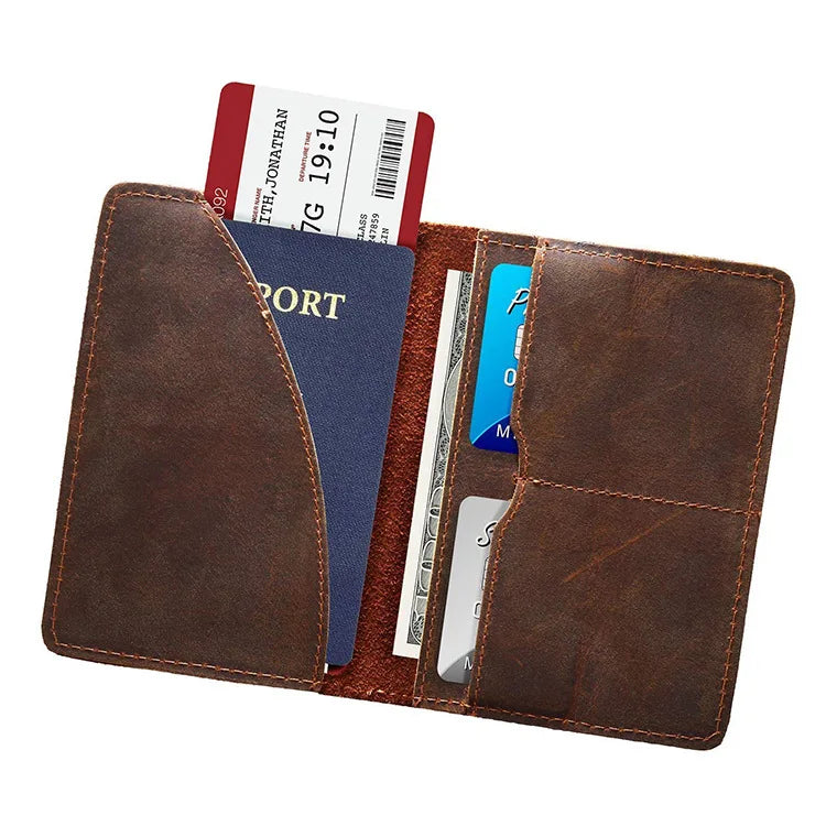 Unisex Genuine Leather Passport wallet Women Vintage Cow Leather Passport cover Wallet Men Credit Card Holder Travel Wallet