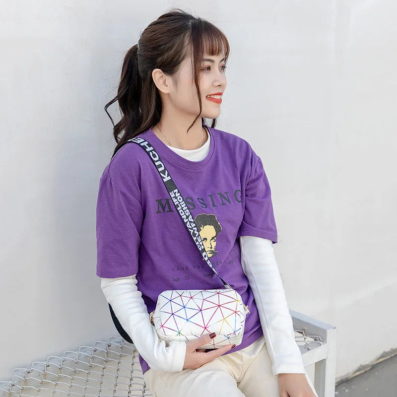 Yogodlns Fashion Laser Shoulder Messenger Bag Female Small Square Bag PU Leather Crossbody Bag Trendy New Satchel Bag Bolsa