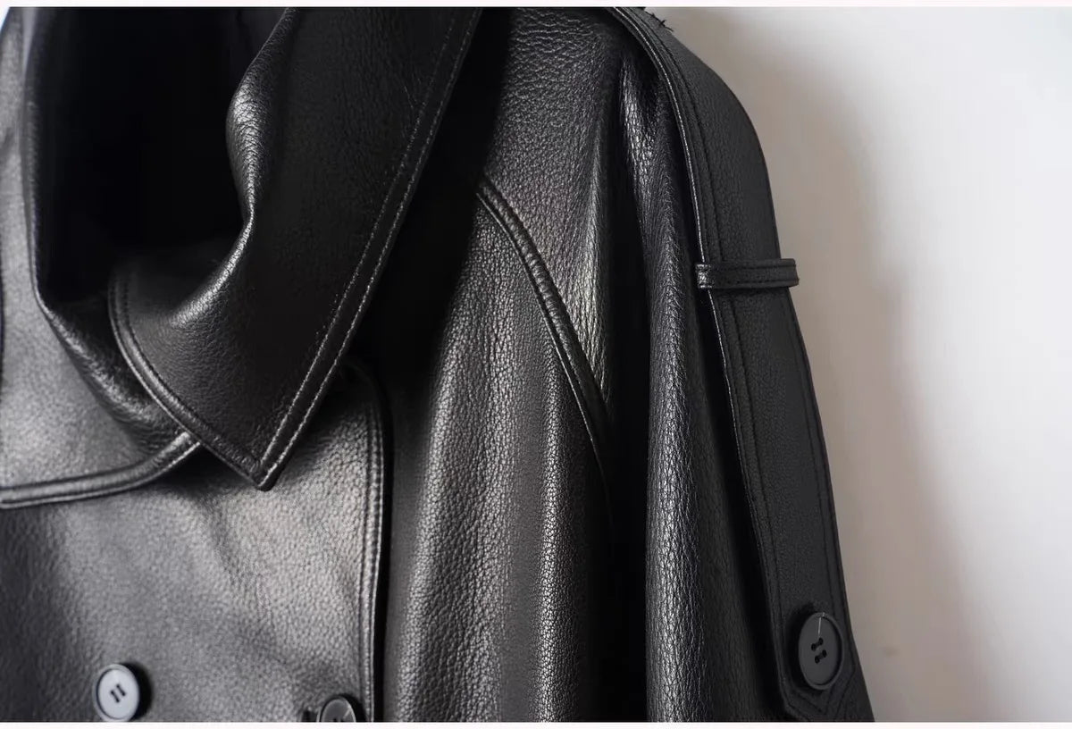 Fashion Real Leather Jacket for Women Modern Genuine Sheepskin Stand Up Collar Short Silhouette Coat Winter Tops Lapel