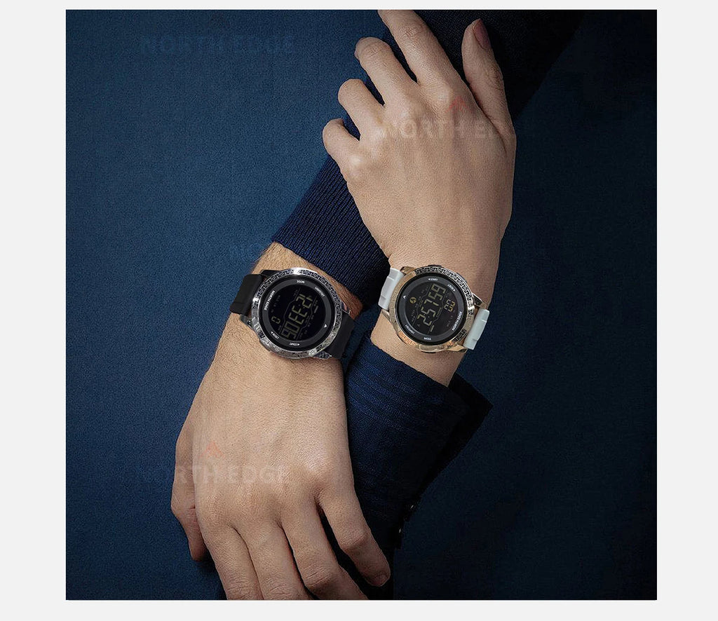 NORTH EDGE APOLLO Luxury Men Women Digital Watch Waterproof 50M Sports Watches Dual Time Pedometer Alarm Clock Couple's Watches