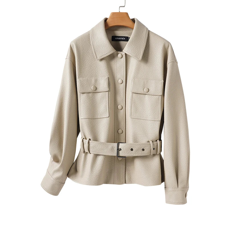 fashion genuine leather jacket woman, 2025 autumn sheepskin coat