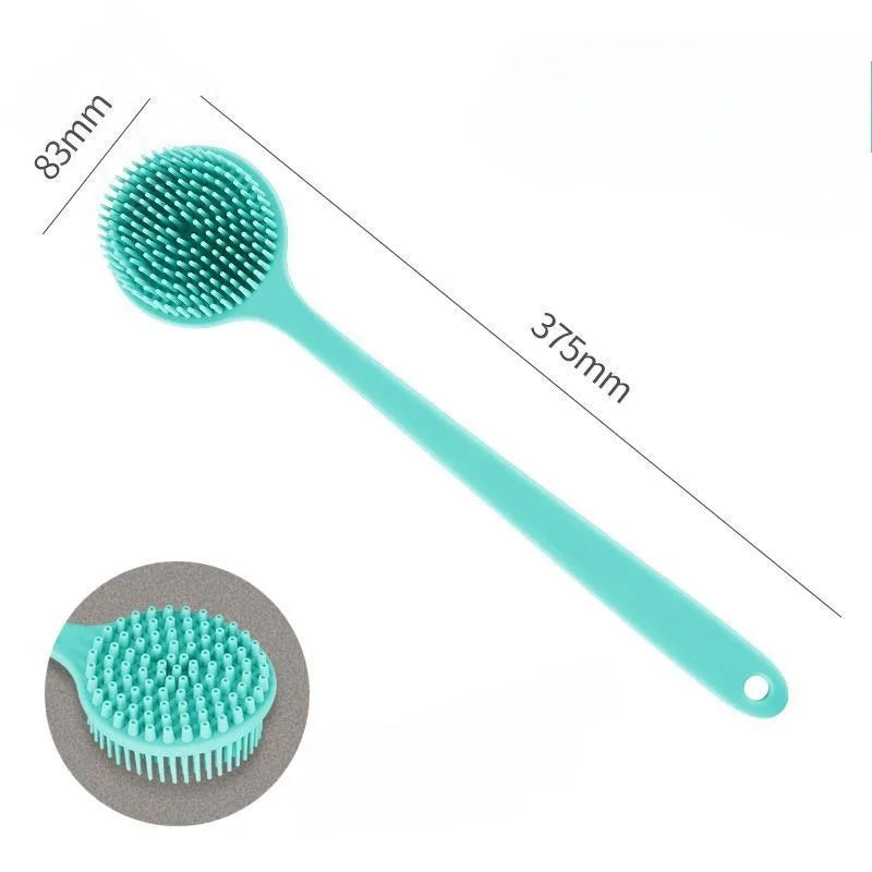 Silicone Back Scrubber Brush for Shower  Long Handle Body Deep Cleansing and Exfoliating Massage Double-Sided Soft Bristles