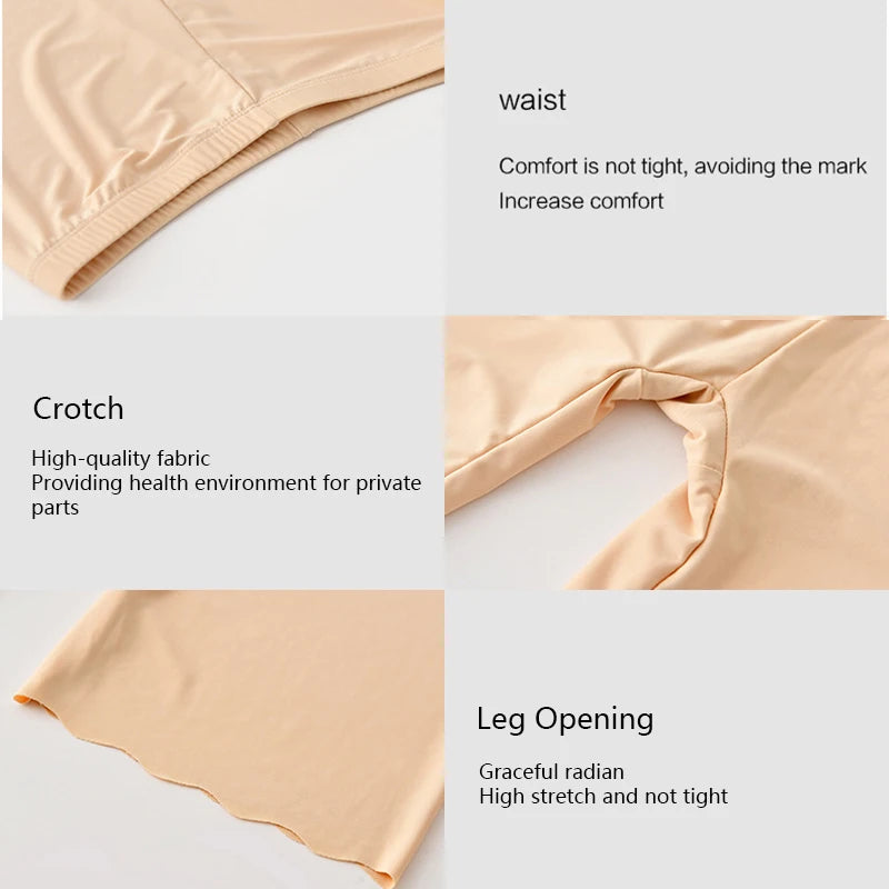 Seamless Ice Silk Safety Short Pants Women Thin Plus Size High Waist Under Skirt Boxers Panties Anti Rub Thigh Safety Shorts
