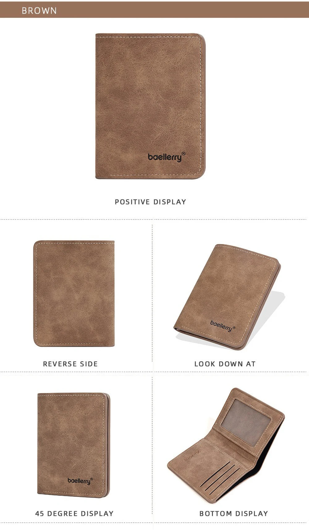 Baellerry Wallet for Men PU Leather Front Pocket Minimalist Money Clip Travel Essentials