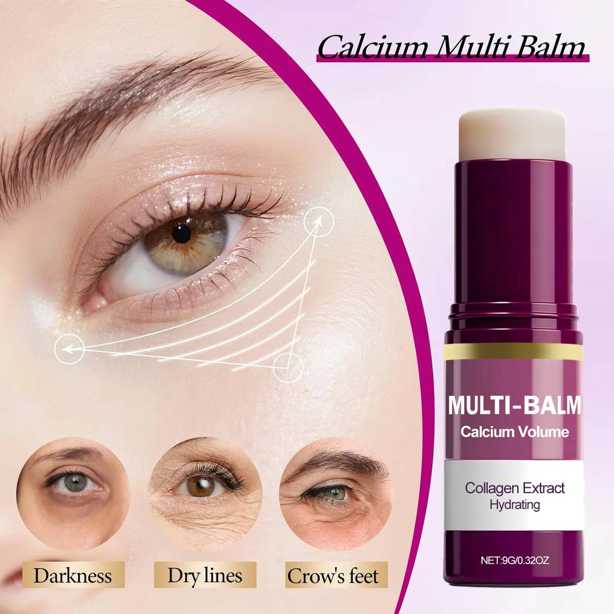Multi Balm Calcium Volume Firming Skin Hydrating Nourishing Smoothing Collagen Moisturing Stick Suitable for Eyes Neck Face