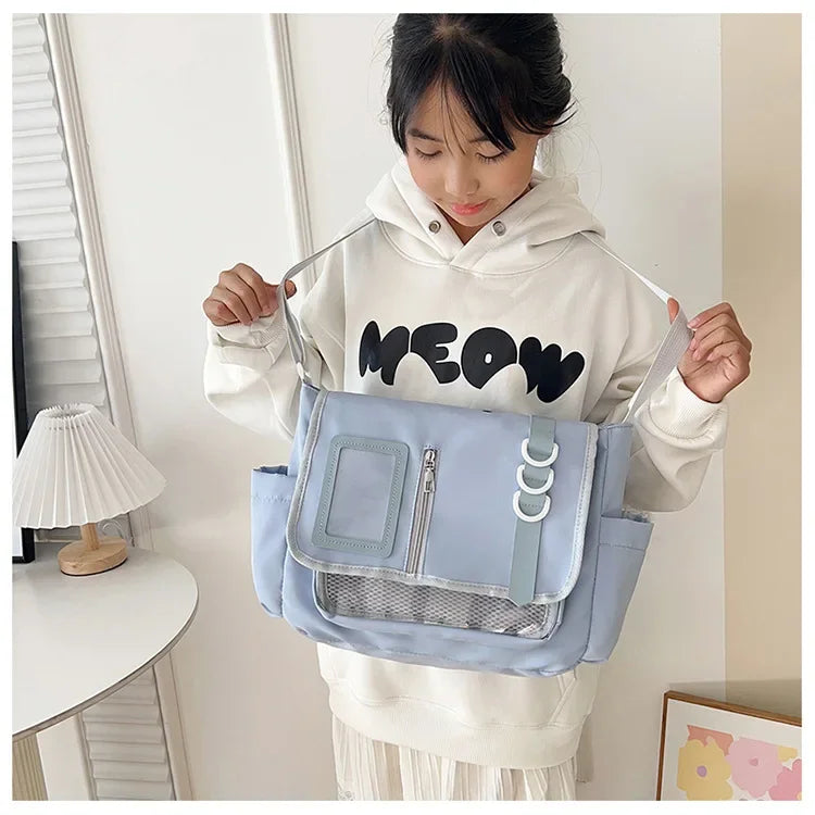 Y2K Japanese Harajuku School Bags for Girls New Transparent Itabag Shoulder Crossbody Bag DIY Badges Display Plate Ita Bag