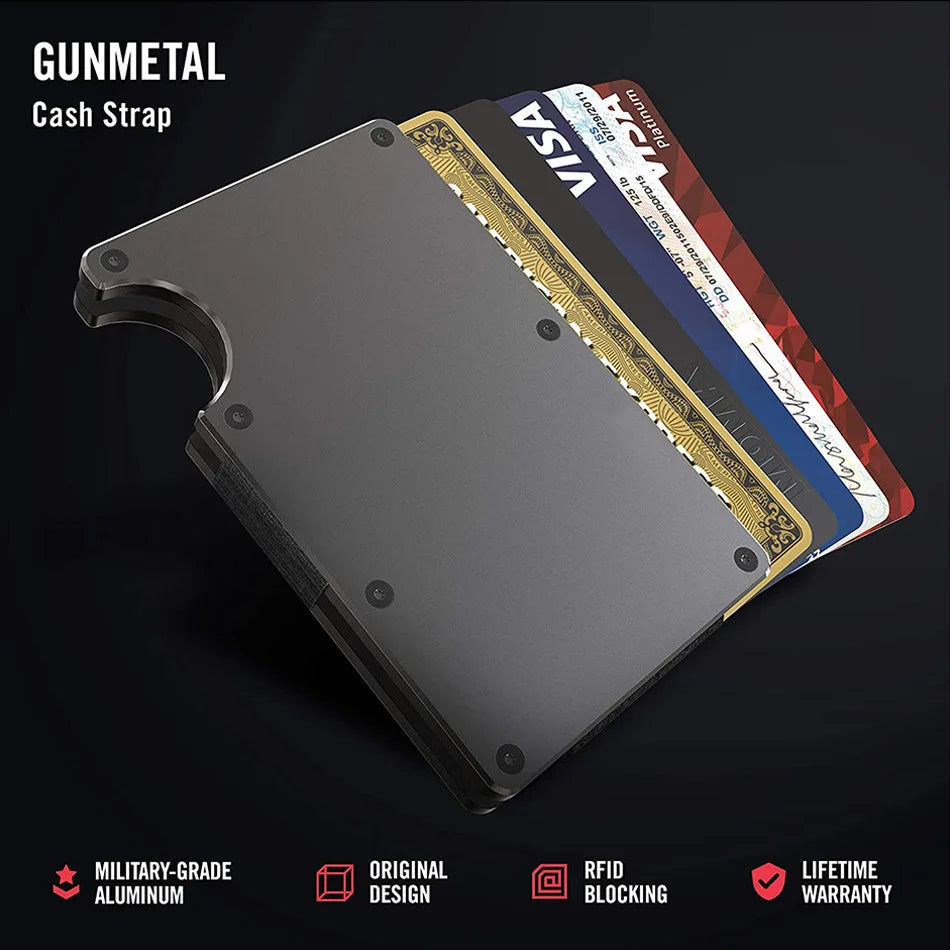 Homefish Slim RFID Blocking Aluminum Card Holder Elastic Back Pocket ID Credit Card Case Unisex Travel Mini Wallet