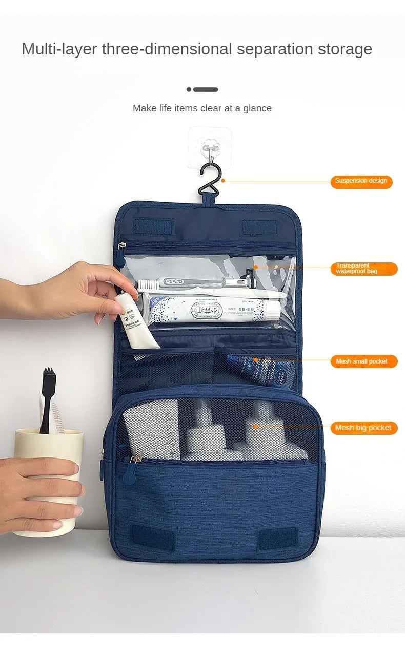 Travel Waterproof Cationic Hook Toiletry Bag Home Bathroom Makeup Product Storage Hanging Bag Beauty Organizing Bag
