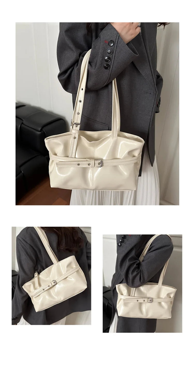 Large Capacity Women's Shoulder Bag Tote Commuter Bag Simple Vintage Cross-Border New Style Bag Versatile Sensation 2025