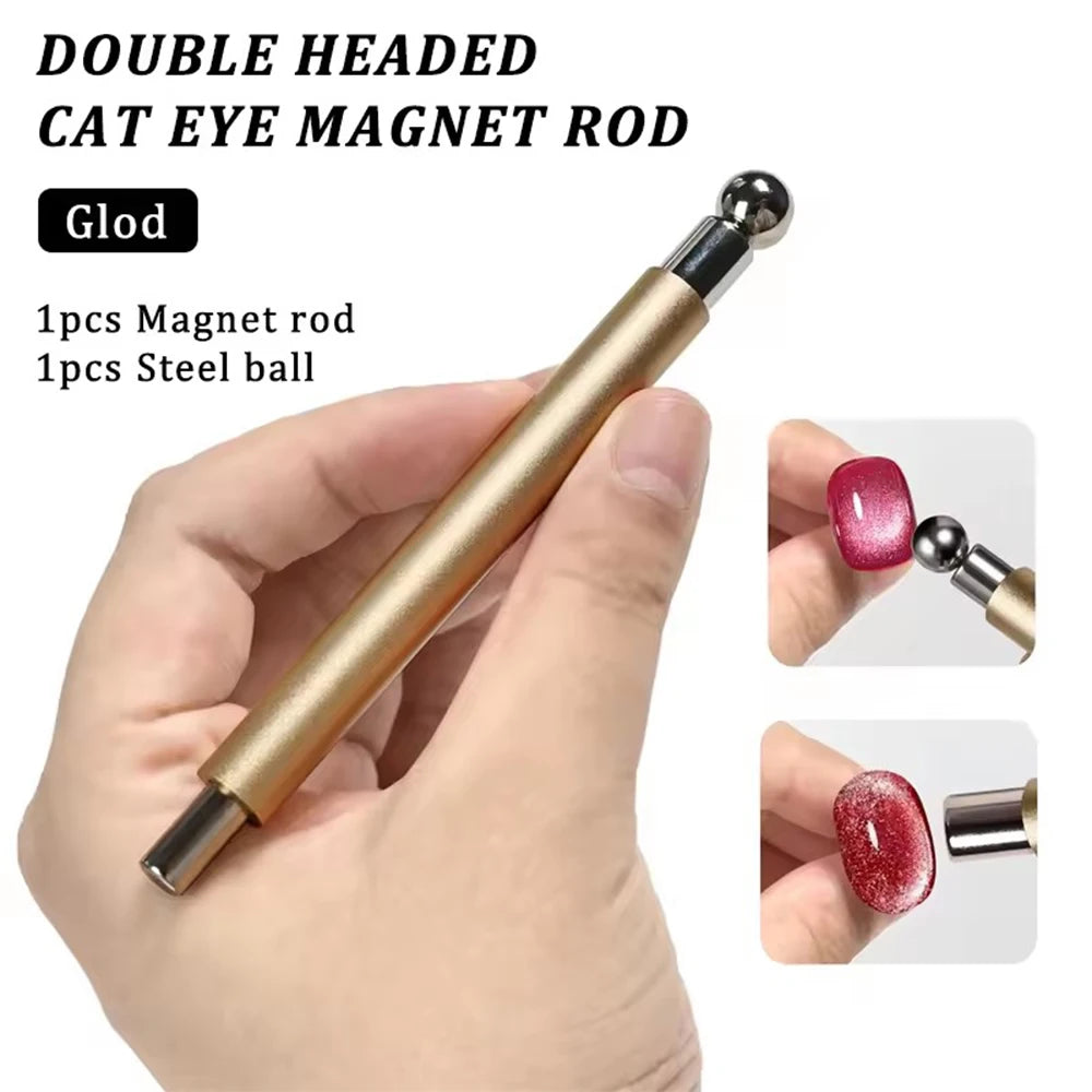 1/2Pcs Cat Eye Magnetic Set Ball With Nail Magnetic Stick Tool Set Double-head Strong Magnet Pen 3D Cat Eye Gel Nail Supplies