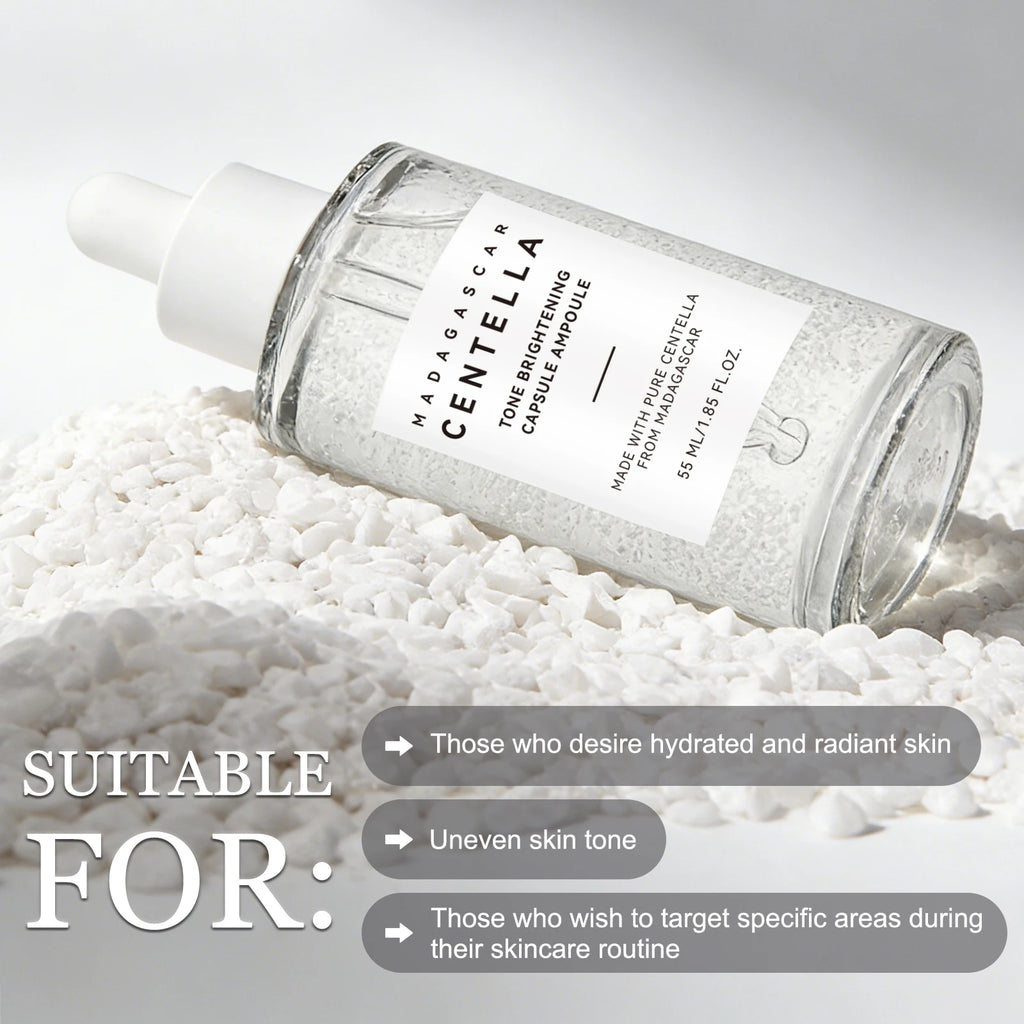 Madagascar Skin Tone Perfector Brightening Ampoule 55ml - Centella & Niacinamide Serum Hydrates, Soothes & Enhances Radiance.