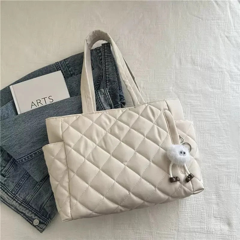HOMEFISH Rectangular Large Capacity Single Shoulder Bag for Commuting To Work Tote Bag in Korean Style Casual Handle Bag