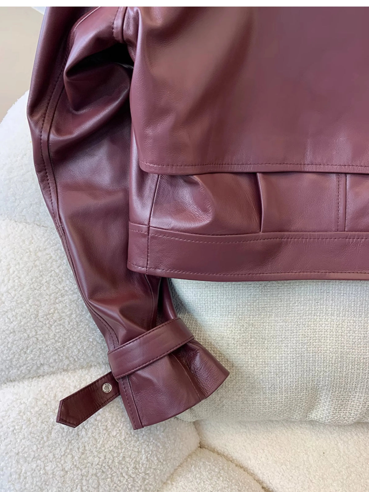 European Style Genuine Sheepskin Coat Women's Lapel Irregular Placket Real Leather Jacket Fashion Motorcycle Coats and Jackets