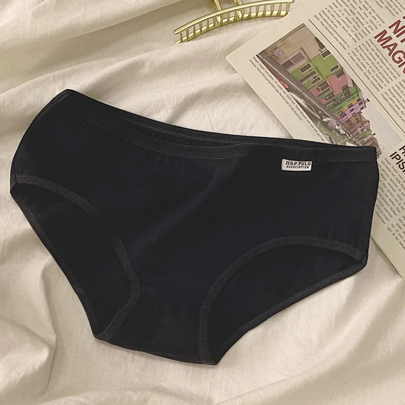 CHUANGERM 7 Pairs Women Solid‑Color Panties Soft Breathable Casual Briefs Cute Ladies Underpants For Daily Wear