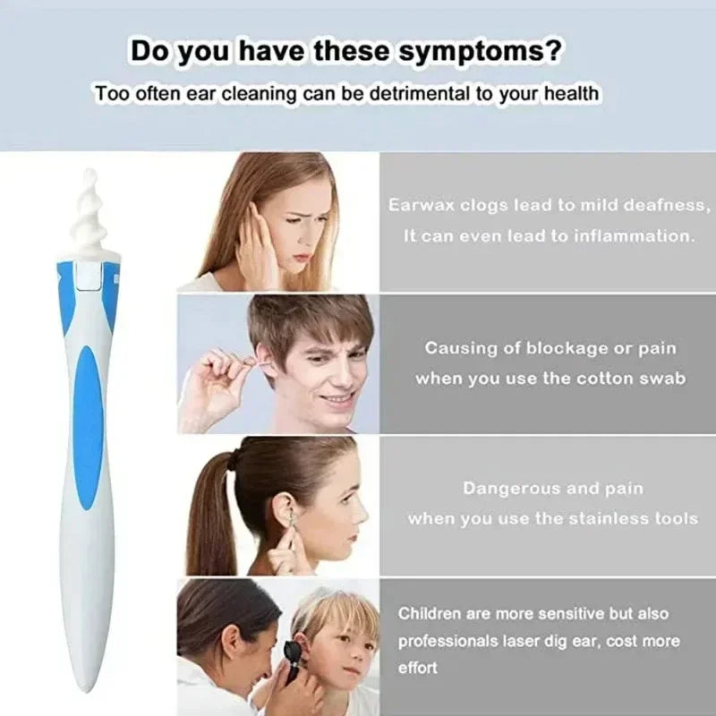Portable Spiral Ear Wax Remover Tool Ear Cleaner with Soft Silicone 16 Replacement Tips Simply To Grab Extract Earwax