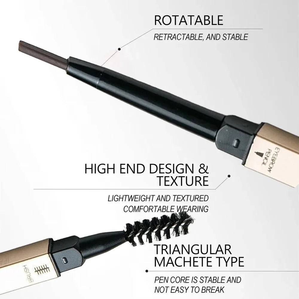 5 Colors With Brush Double Head Eyebrow Pencil Waterproof Smooth Eyebrow Stick Sweatproof Eyebrow Gel Tattoo Pencil Cosmetics