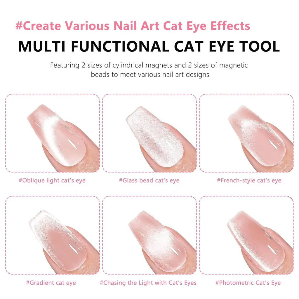 1/2Pcs Cat Eye Magnetic Set Ball With Nail Magnetic Stick Tool Set Double-head Strong Magnet Pen 3D Cat Eye Gel Nail Supplies