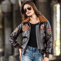 Dark Brown G1 Pilot Leather Jacket Women Military Style Plus Size 3XL Natural Cowhide Autumn Aviation Genuine Leather Coats
