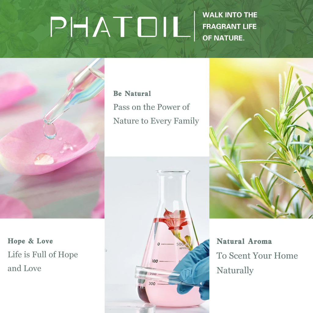 PHATOIL 30ml Lavender Peppermint Vanilla Tea tree Essential Oils for Aromatherapy Candle Making Natural Eucalyptus Aroma Oils