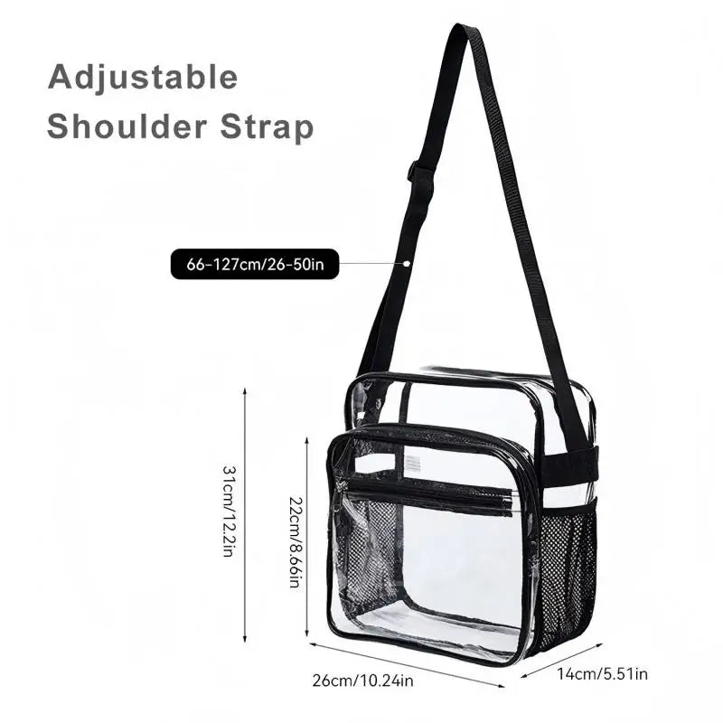 2026 Women Transparent PVC Crossbody Bag Waterproof Light Mesh Strap Fits Phone 9.7 Inch iPad Umbrella