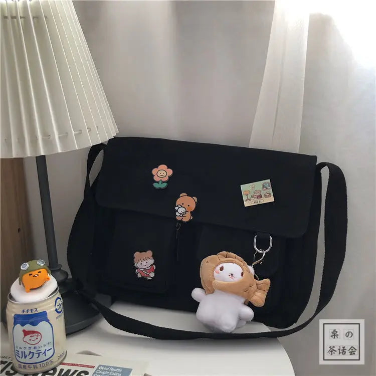 Japanese Harajuku Cute Retro Girl Messenger Shoulder Bag Canvas Student School Female