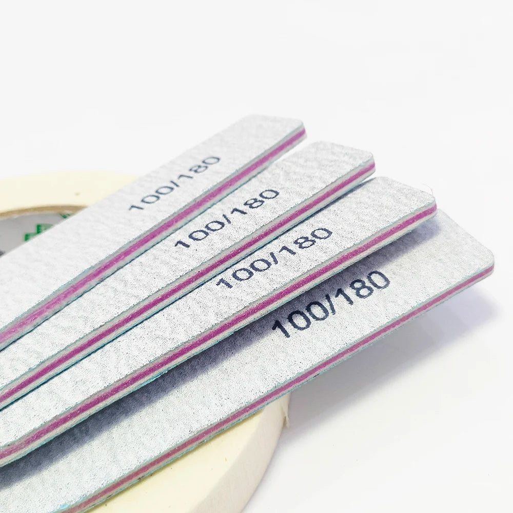 Nail File Buffer 100/180 Grit Half Moon Nail Files Double Side Sandpaper Nail Sanding Grinding Gel Nail Polish Manicure Tool