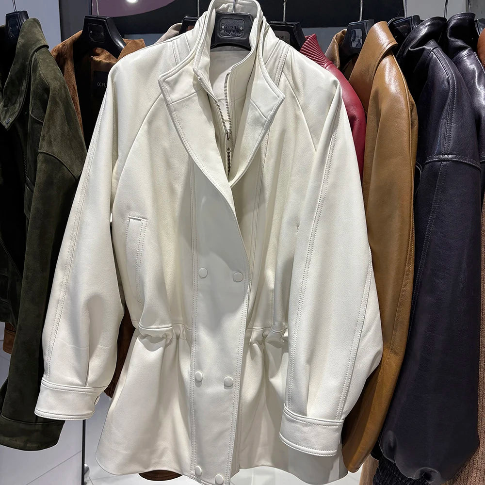 YOLOAgain 2025 Autumn Oversized Leather Jacket Coat Women High Quality Suede Jacket