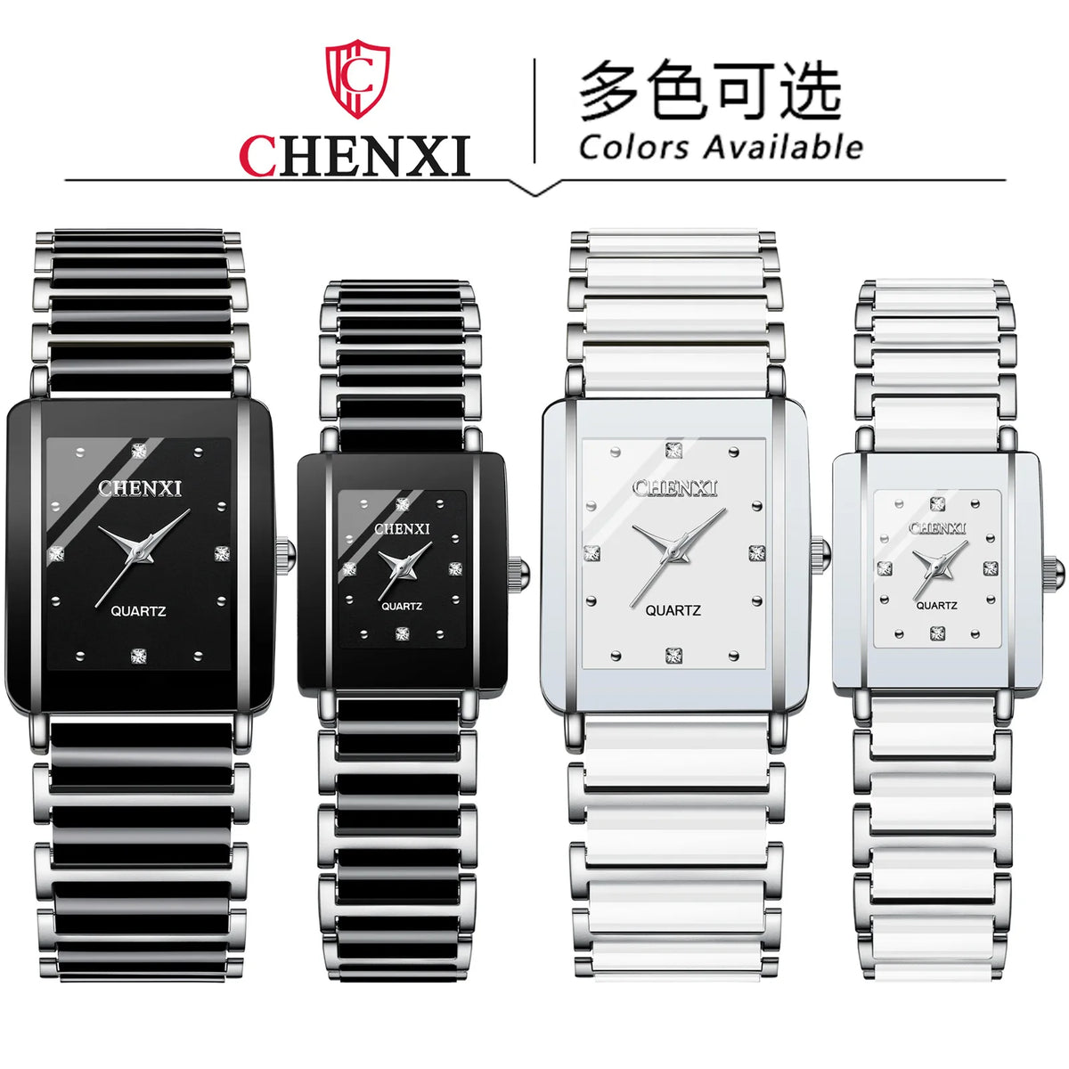 CHENXI 104A Waterproof Top Brand Luxury Couple Watches Watch for Women Men with Simulated-Ceramics Strap Relojes Para Damas