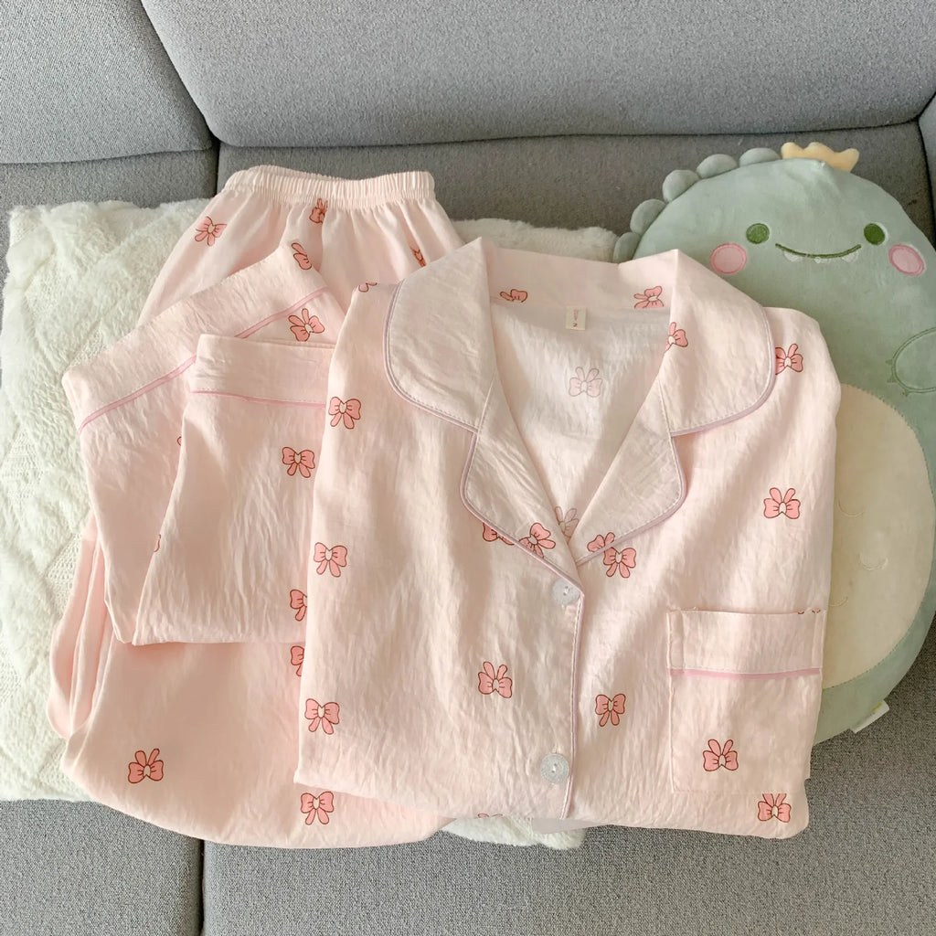 Spring/Autumn New Arrivals: Cloud-Print Cotton Long-Sleeved Pyjama Set for Women Adorable Sweetheart Style Nightwear Homewear