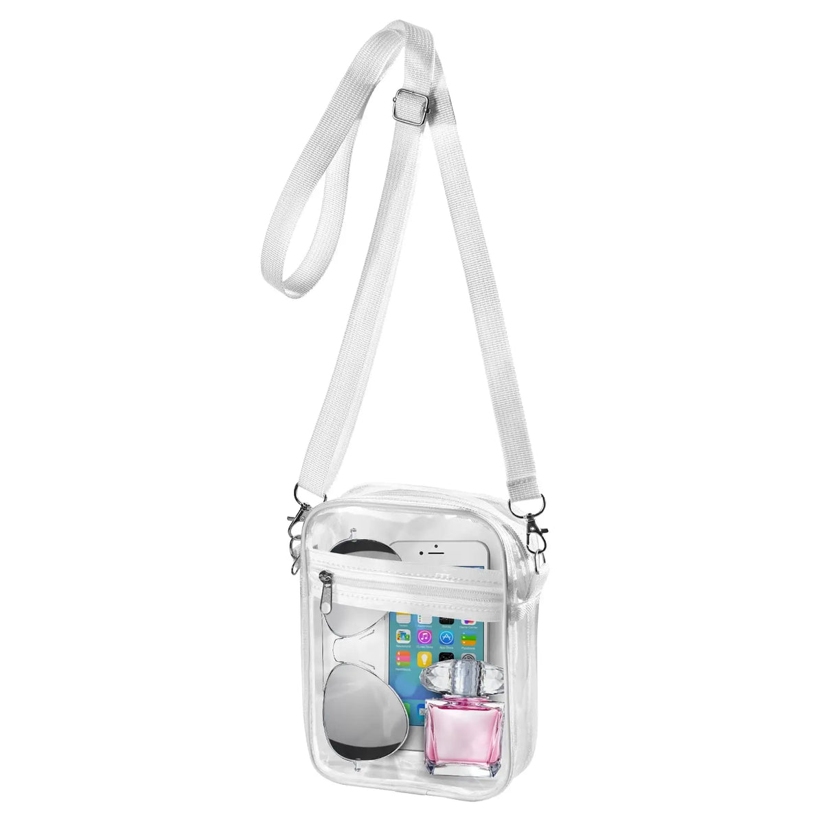 Women Clear Shoulder Bag Stadium Approved PVC Concert Transparent Purse Simple Crossbody Bag With Front Pocket Casual Handbag
