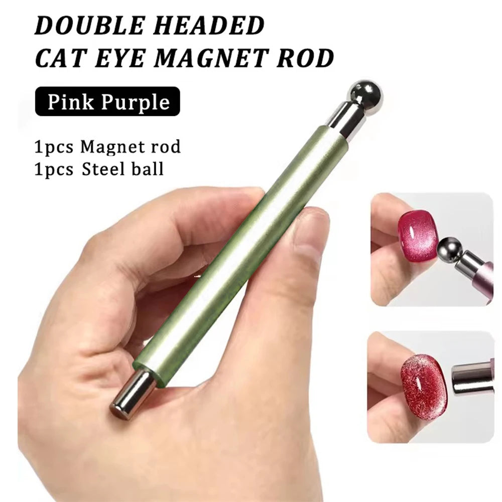 1/2Pcs Cat Eye Magnetic Set Ball With Nail Magnetic Stick Tool Set Double-head Strong Magnet Pen 3D Cat Eye Gel Nail Supplies