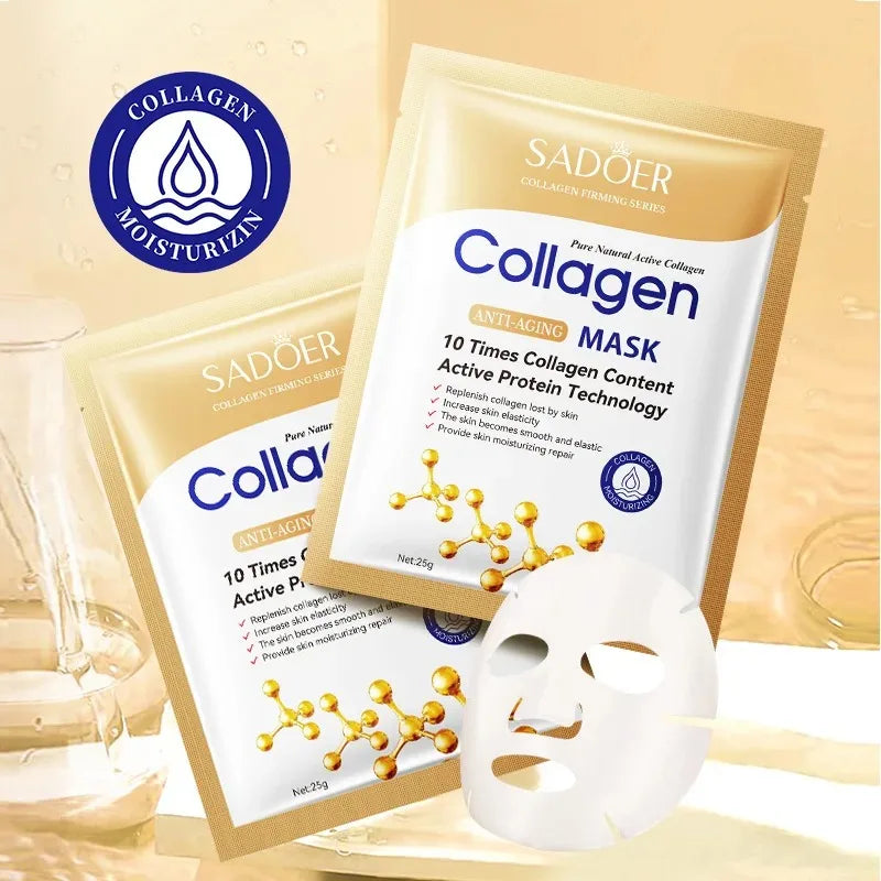 SADOER Collagen Face Sheet Mask Firming Moisturizing Repair Brightening Skincare