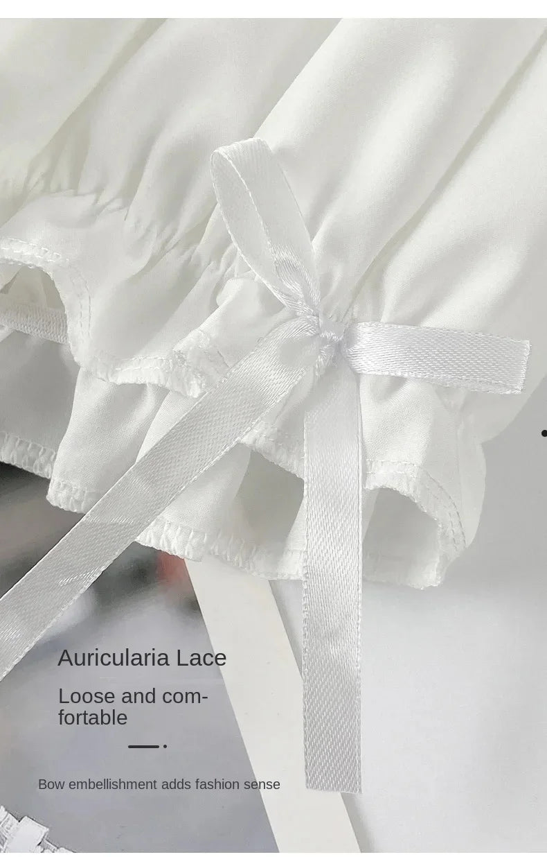 Women Lace Short Panties Imitation Silk Ruffle Bloomers Anti Exposure Safety Pants Lolita Satin Knickers Shorts Dress Pettipant