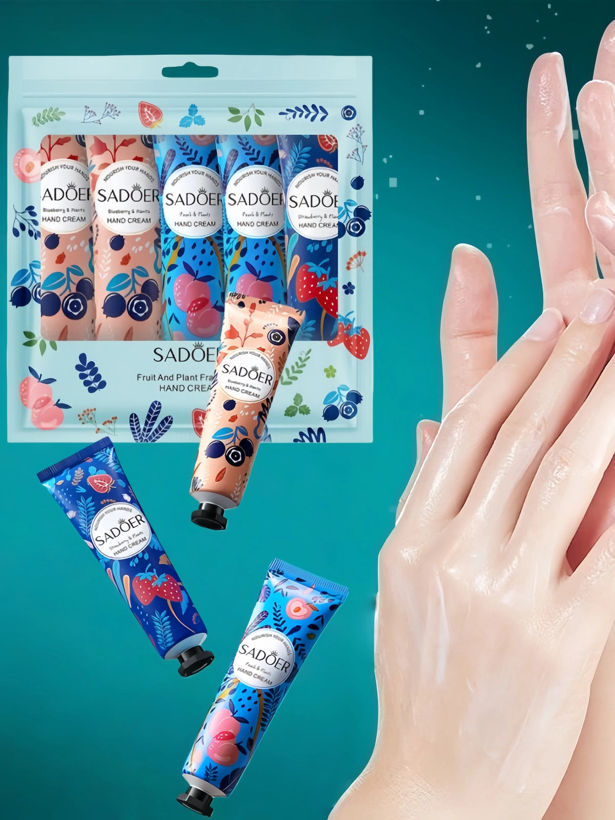 5 Pieces/Set Fruit Plant Fragrance Hand Cream Set, Moisturizing, Repairing, Anti-Drying Hand Lotion Set, Hand Skin Care Products