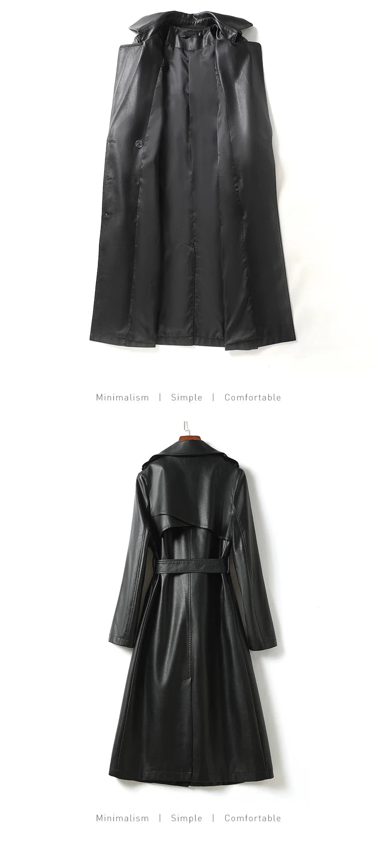Vintage Wine Red Women's Split Sheep Leather Trench Coats Fashion Double-breasted Lace-up Belt Ladies Mid Long Sheepskin Outwear