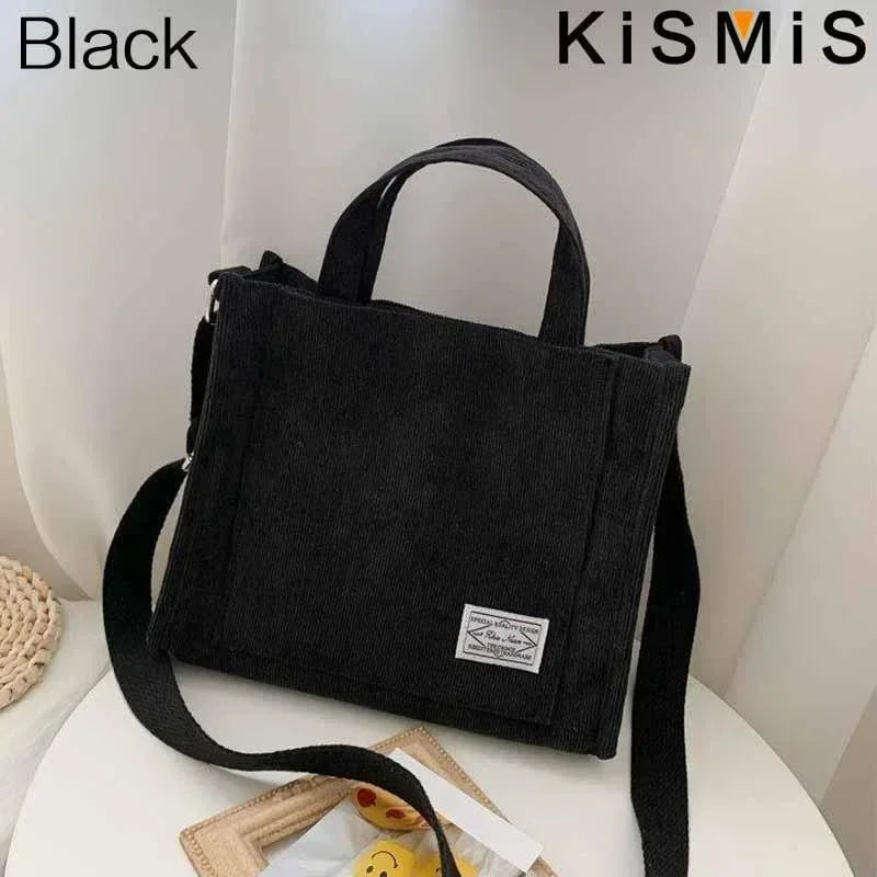 Velvet Corduroy Shoulder Bag Ladies Large Capacity Crossbody Tote Multi-Pocket Versatile Daily Fashion Purse Adjustable Strap